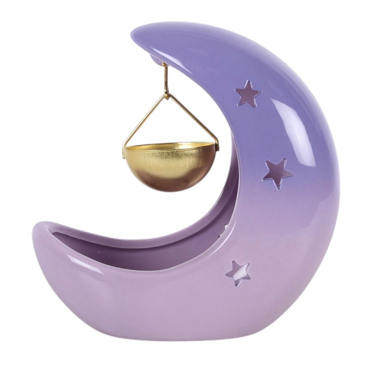 Quemador Luna Creciente En Azul pastel y Morado pastel