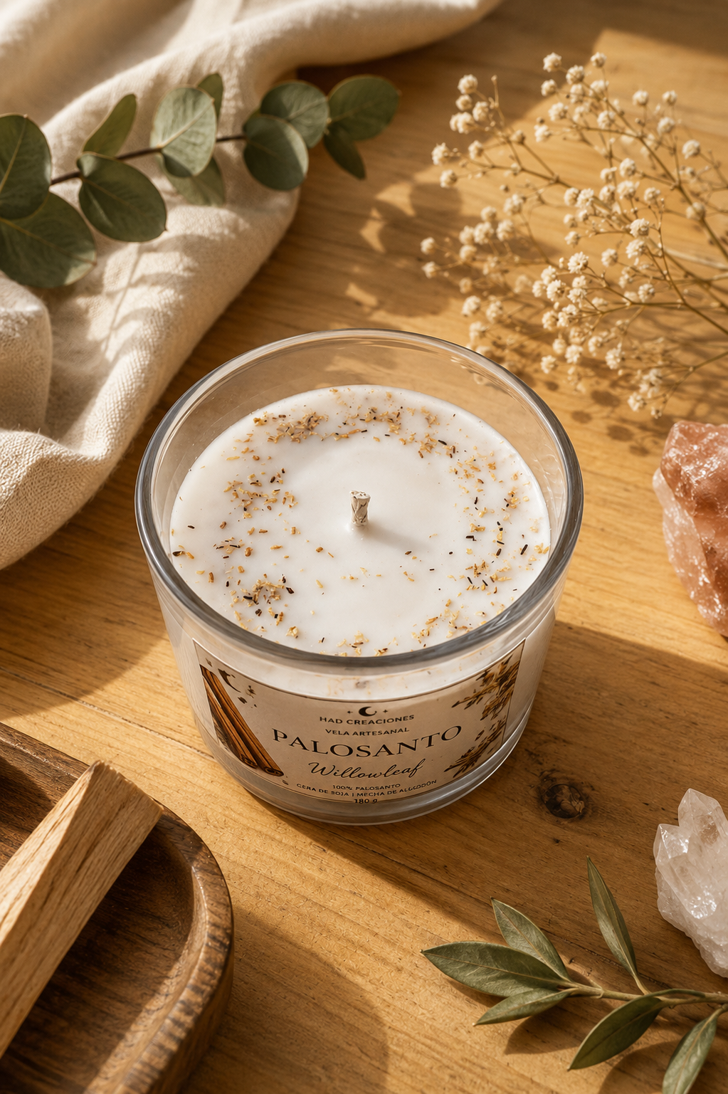 Vela Artesanal Palosanto|Cera de soja 180g
