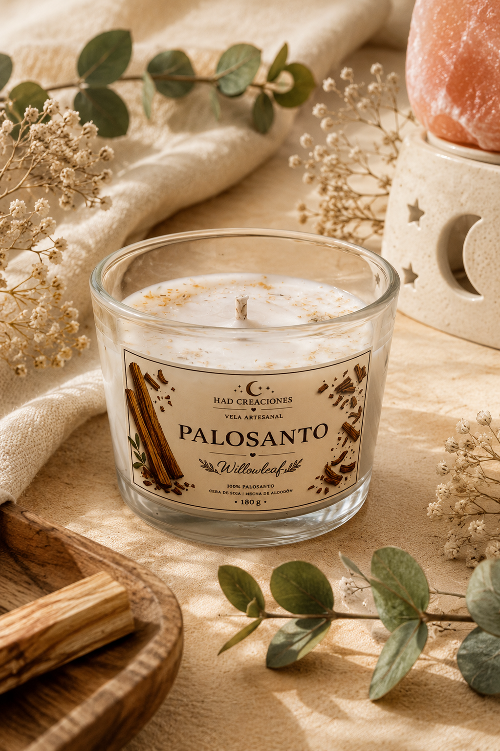 Vela Artesanal Palosanto|Cera de soja 180g