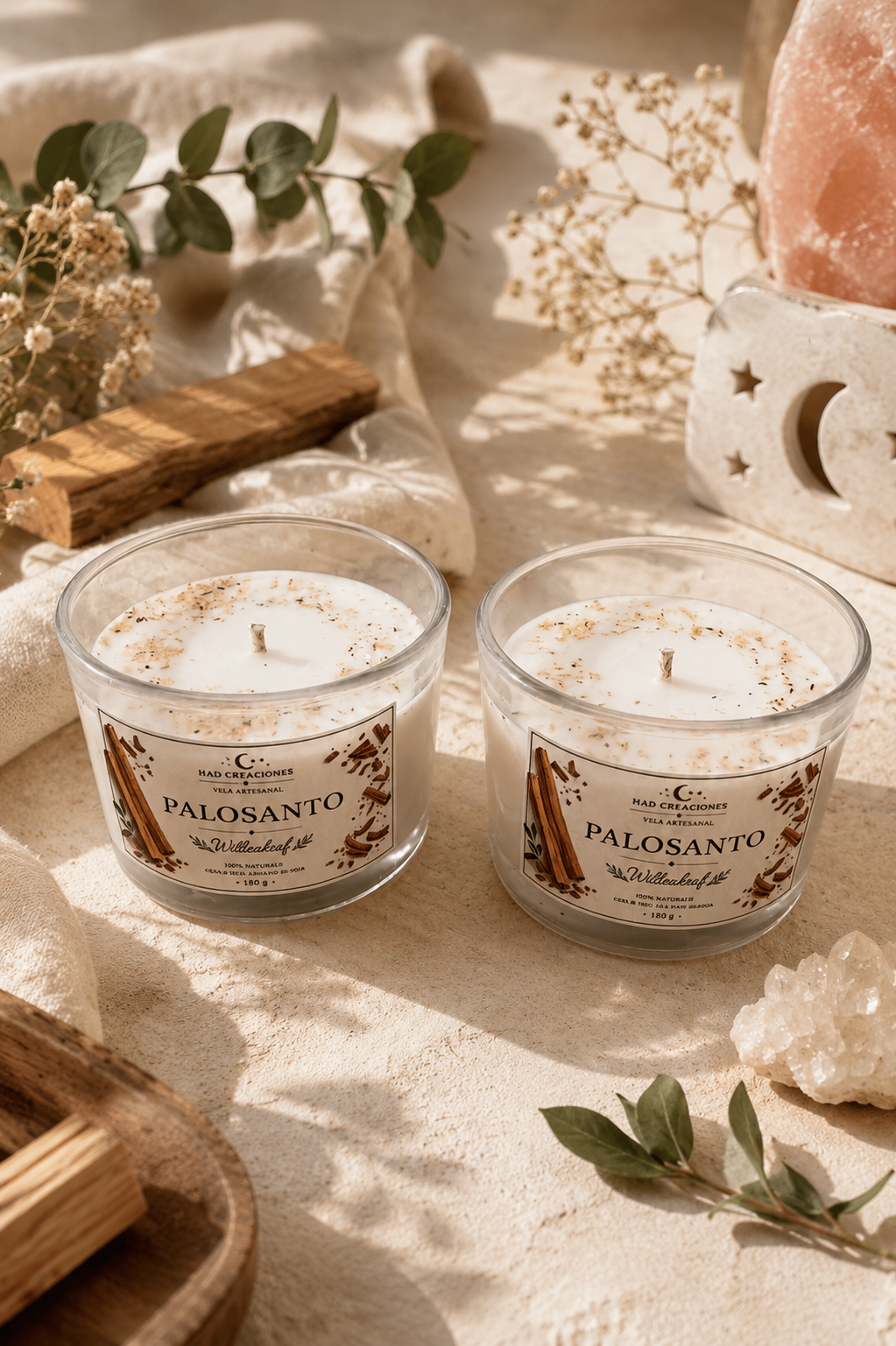 Vela Artesanal Palosanto|Cera de soja 180g